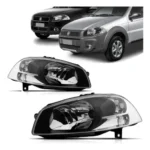 Farol Fiat Palio / Strada 2014 Preto (Máscara Negra)